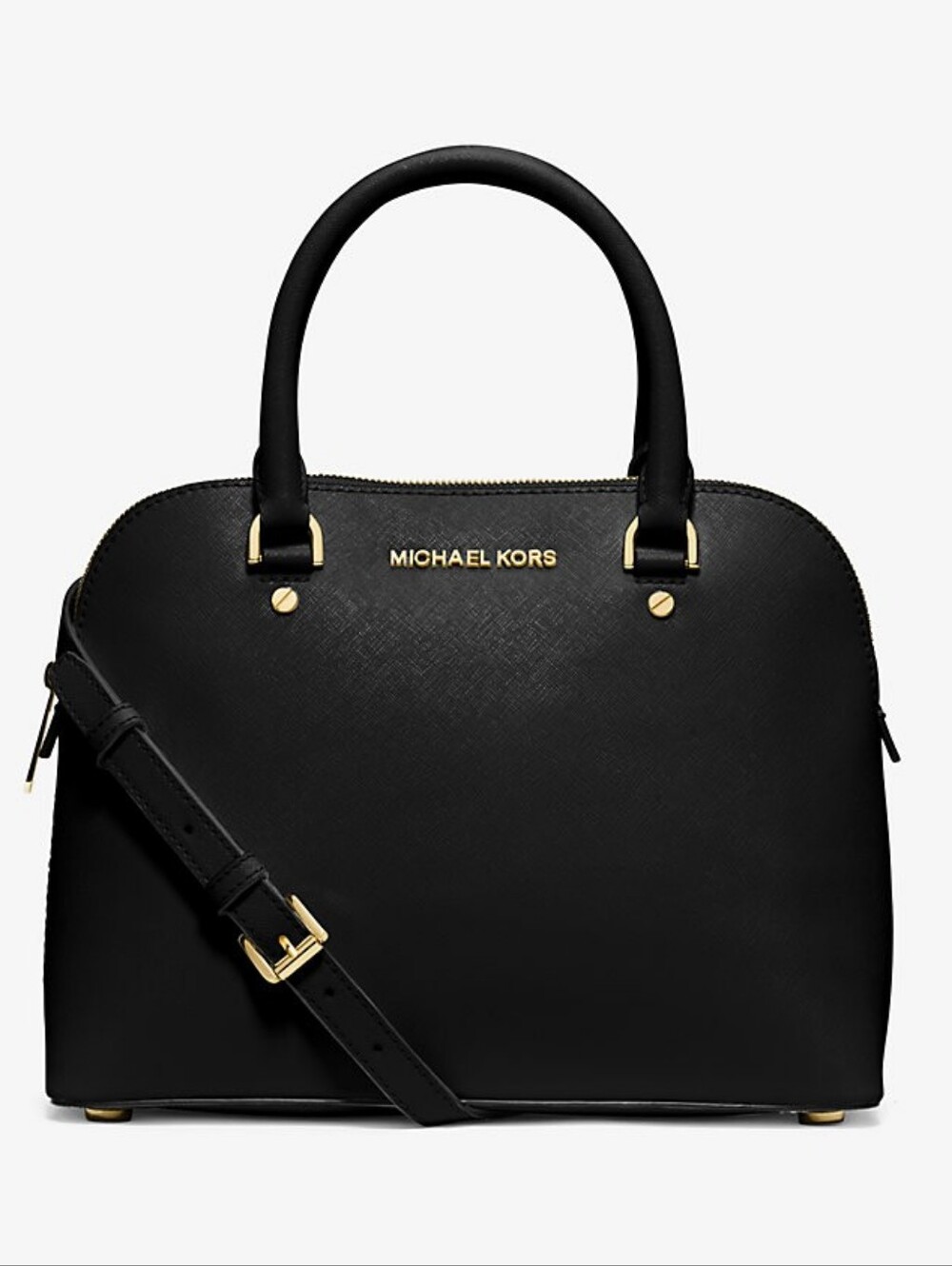 New MICHAEL Michael Kors Cindy Medium Saffiano Leather Dome Satchel Black - Picture 2 of 7